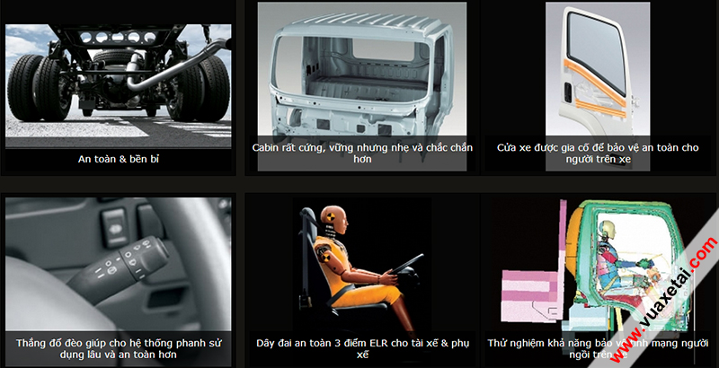 hệ thống an toàn trên xe tải isuzu 6 tấn